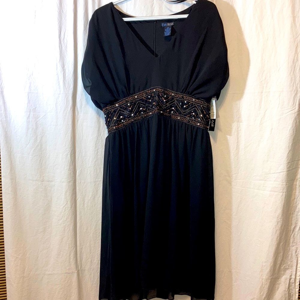 Black Beaded Midi Dress